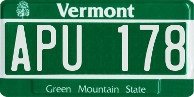 VT license plate APU178