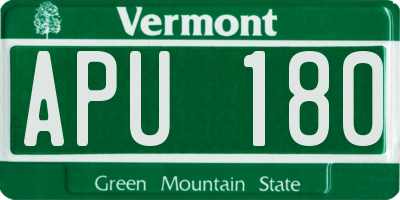 VT license plate APU180