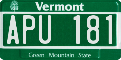 VT license plate APU181