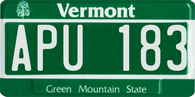 VT license plate APU183