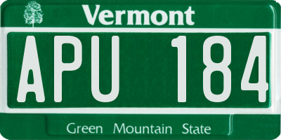 VT license plate APU184