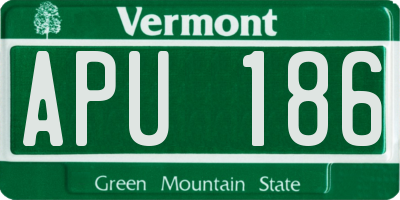 VT license plate APU186