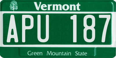 VT license plate APU187