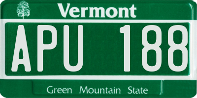 VT license plate APU188