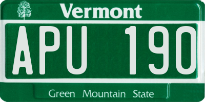 VT license plate APU190