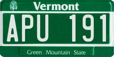 VT license plate APU191