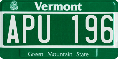 VT license plate APU196