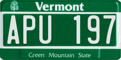 VT license plate APU197