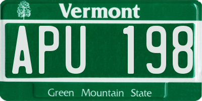 VT license plate APU198