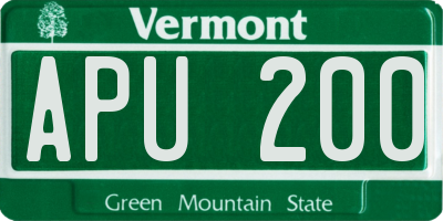 VT license plate APU200