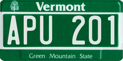VT license plate APU201