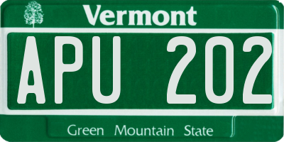VT license plate APU202
