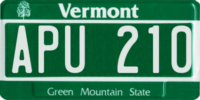 VT license plate APU210