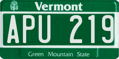 VT license plate APU219