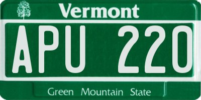 VT license plate APU220