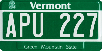 VT license plate APU227