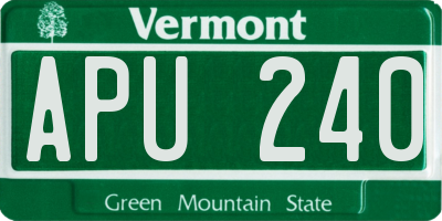 VT license plate APU240