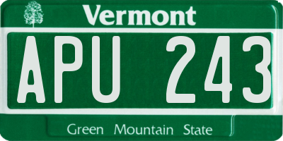 VT license plate APU243