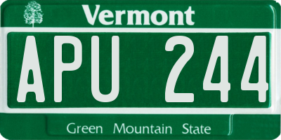 VT license plate APU244
