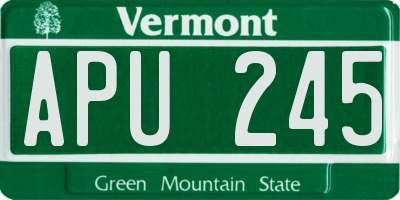 VT license plate APU245