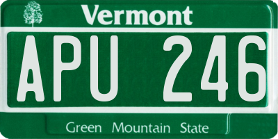 VT license plate APU246