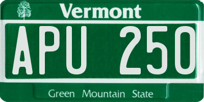 VT license plate APU250