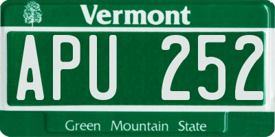 VT license plate APU252
