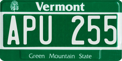 VT license plate APU255