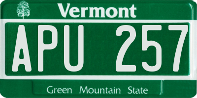 VT license plate APU257