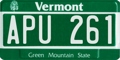 VT license plate APU261