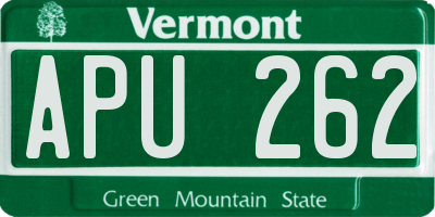 VT license plate APU262