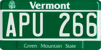 VT license plate APU266