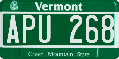 VT license plate APU268