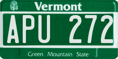 VT license plate APU272
