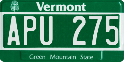 VT license plate APU275