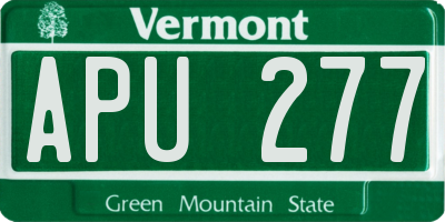 VT license plate APU277
