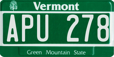 VT license plate APU278