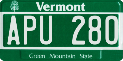 VT license plate APU280