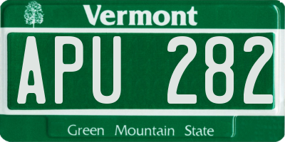 VT license plate APU282