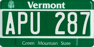 VT license plate APU287