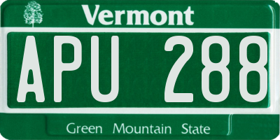 VT license plate APU288