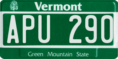 VT license plate APU290