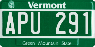 VT license plate APU291