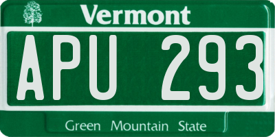 VT license plate APU293