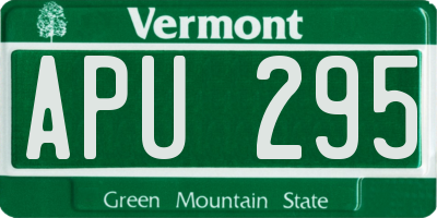 VT license plate APU295