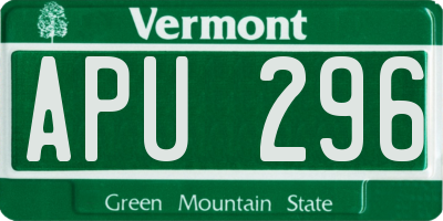 VT license plate APU296