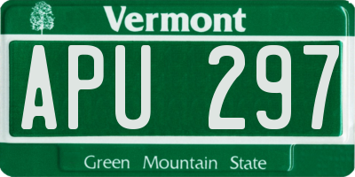 VT license plate APU297