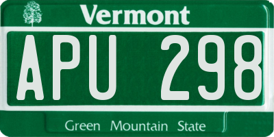 VT license plate APU298