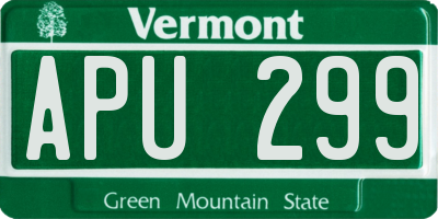 VT license plate APU299