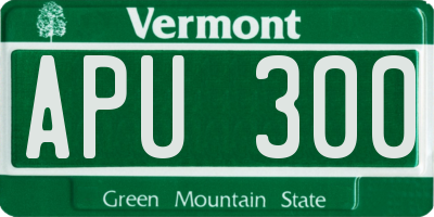 VT license plate APU300